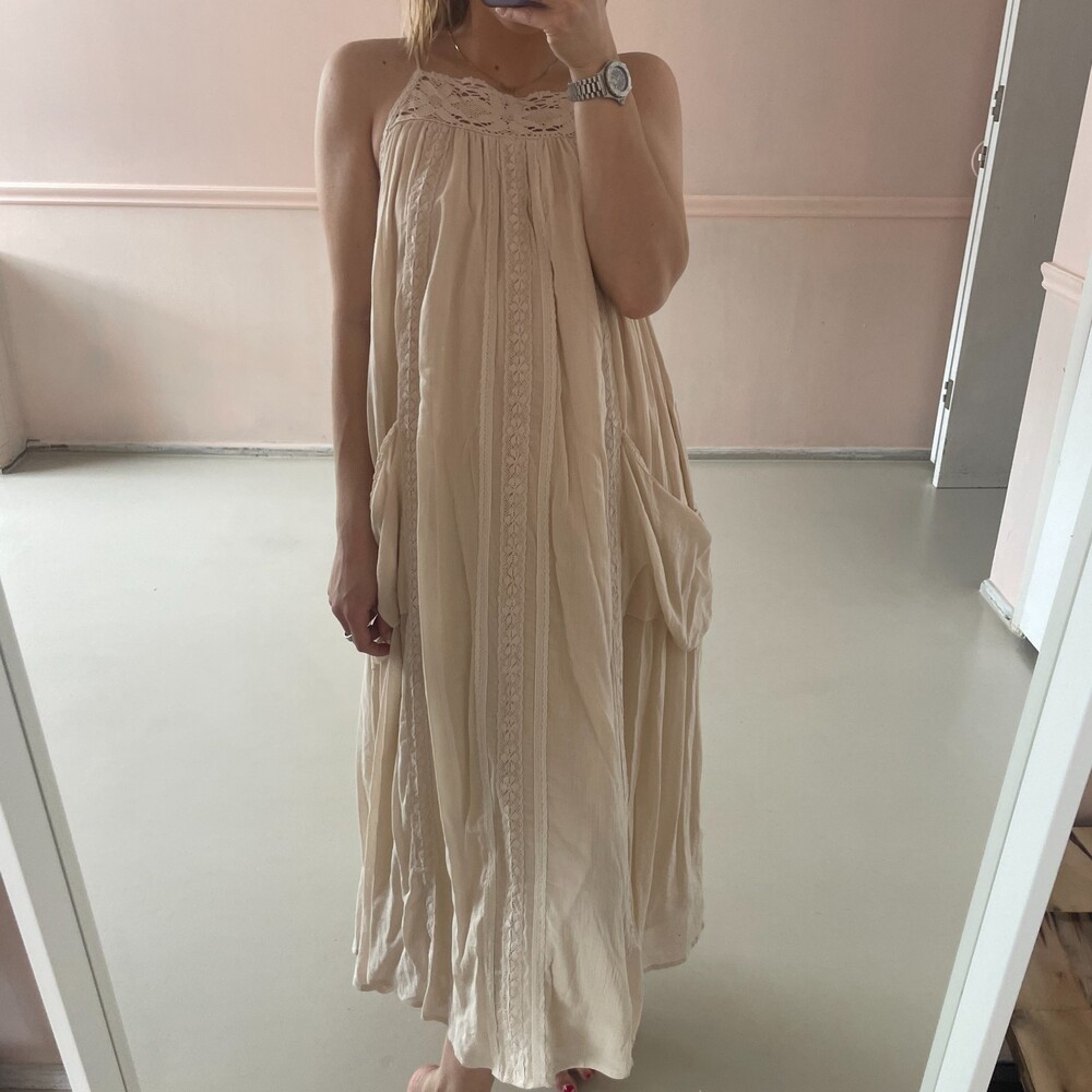 Spell and the Gypsy Lace Harmony Strappy Maxi Dress Tan Small